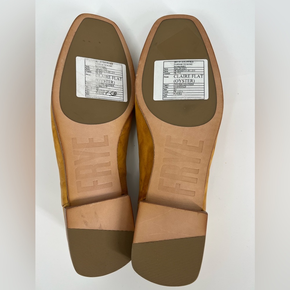Frye Claire Flat Oyster Leather size 6 Gold Yellow Marigold - Picture 4 of 6